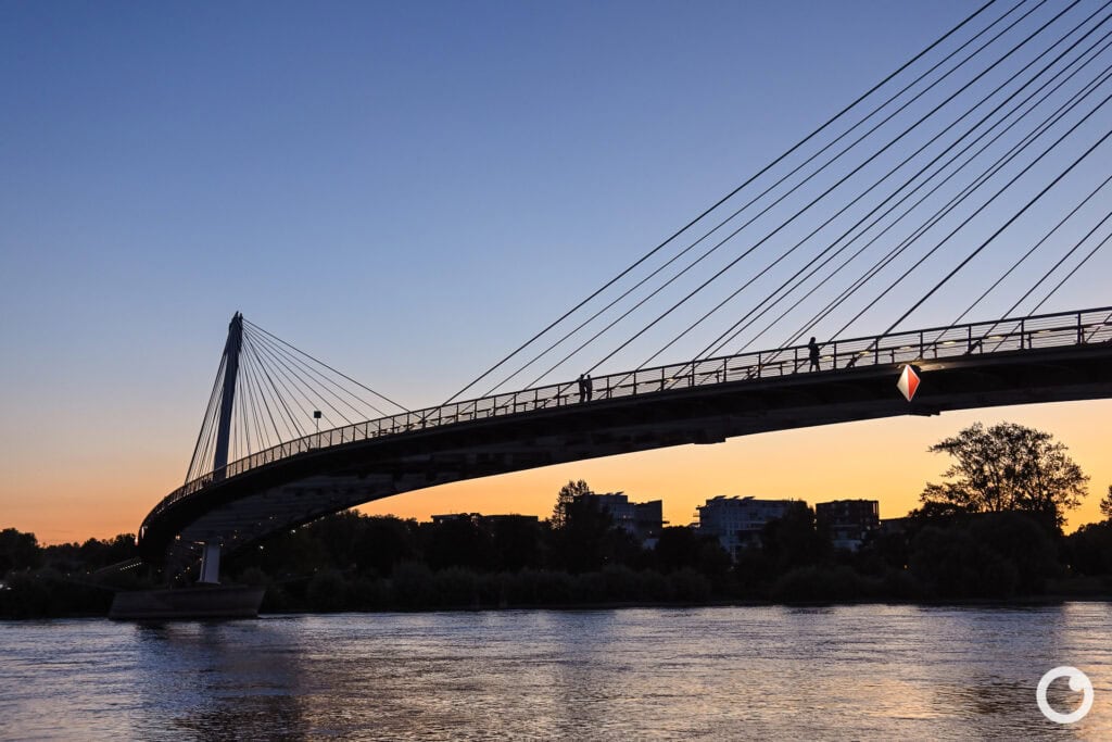 Ansicht der Passerelle des Deux Rives über den Rhein zwischen Kehl und Straßburg, Bauherr Städte Straßburg & Kehl, Architekt Marc Mimram, 2004. Foto: Bertrand Weiss, weissfotografie.com
