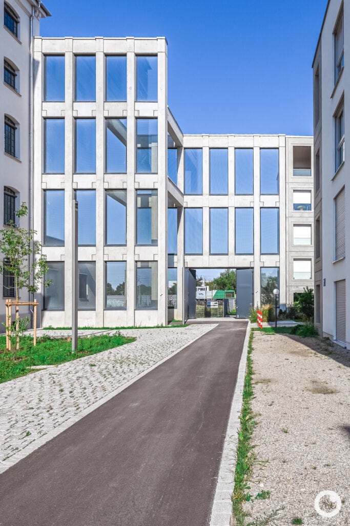 Ansicht des Diamalt-Areals in München, Bauherr ISARIA Wohnbau AG, Pesch Partner Architekten, Revitalisierung ab 2016. Foto: Bertrand Weiss, weissfotografie.com