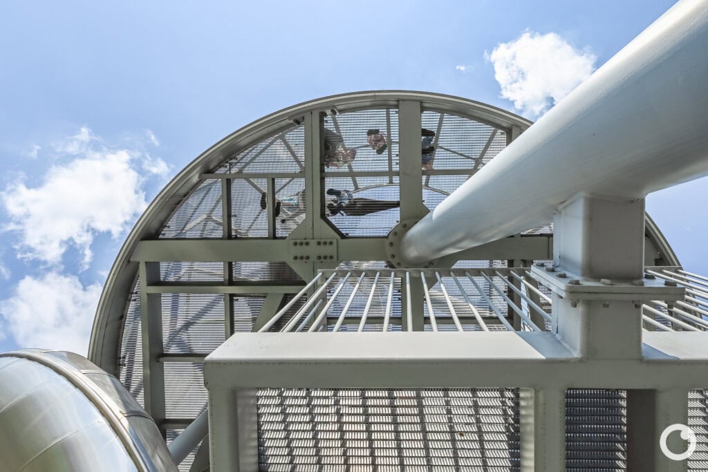 Ansicht des Vitra Rutschturms in Weil am Rhein, Bauherr Vitra AG, Künstler Carsten Höller, 2014. Foto: Bertrand Weiss, weissfotografie.com
