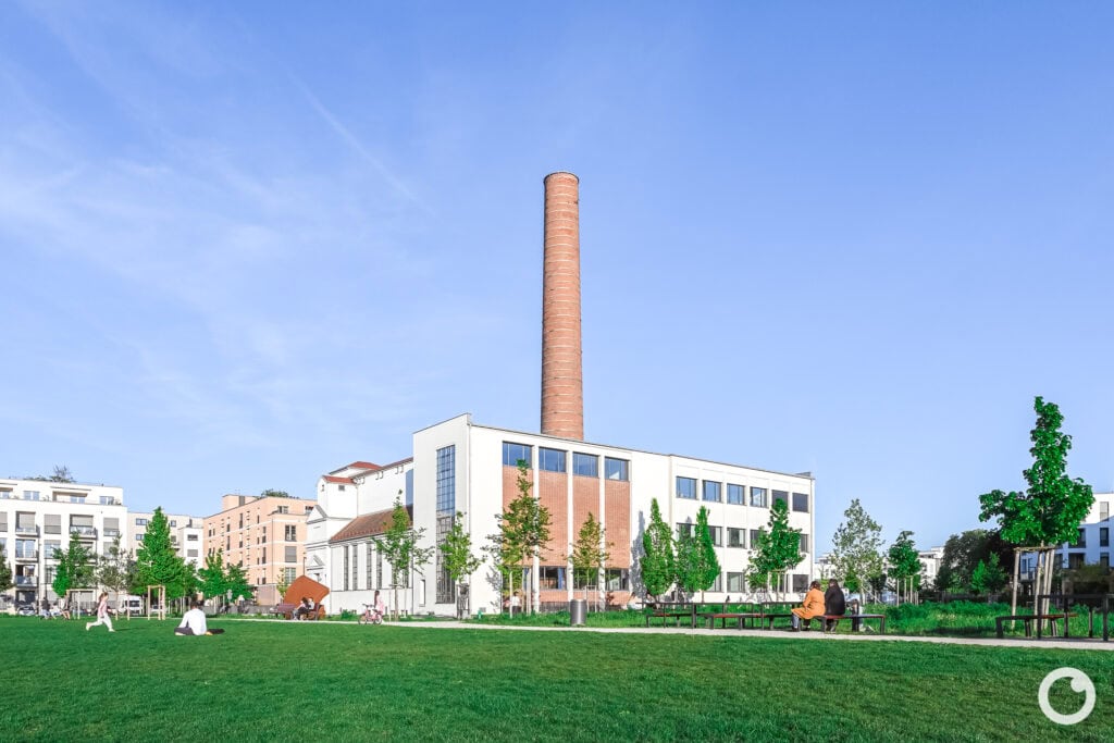 Ansicht des Diamalt-Areals in München, Bauherr ISARIA Wohnbau AG, Pesch Partner Architekten, Revitalisierung ab 2016. Foto: Bertrand Weiss, weissfotografie.com